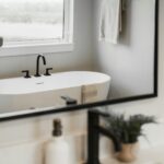 A mirror on the bathroom